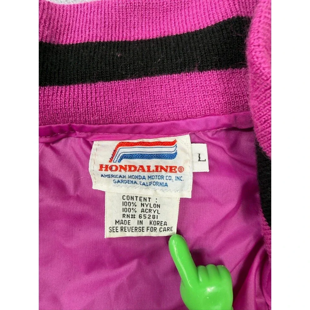 Vintage Hondaline Scooter Mania Honda Windbreaker Pink Black L Quarter Zip